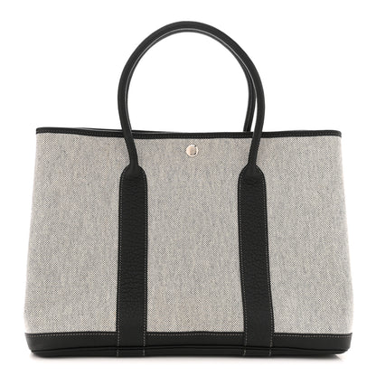 Hermes Toile Buffle Skipper Garden Party 36 MM Tote Black 1 of 10
