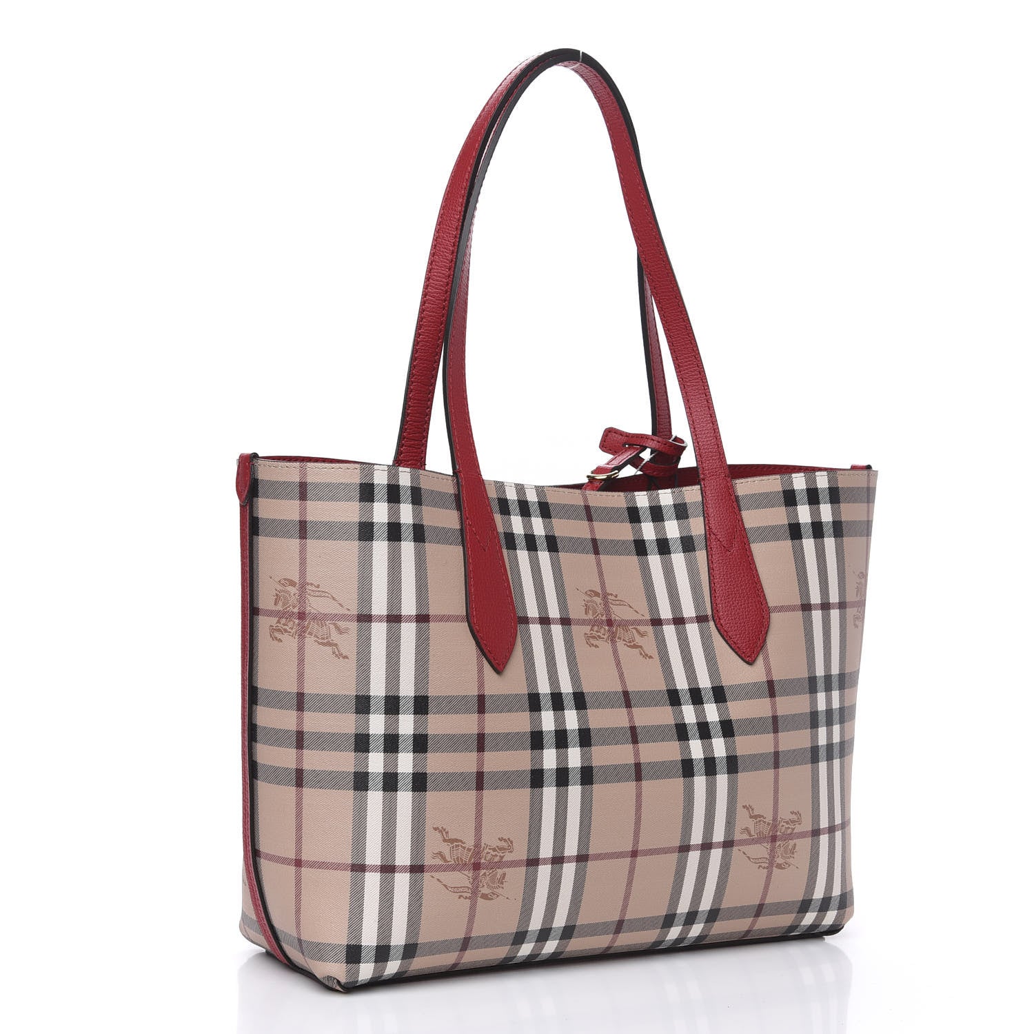 Burberry Haymarket Check Small Reversible Tote Poppy Red 4 of 13