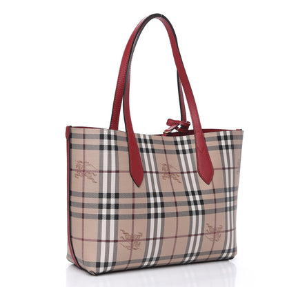 Burberry Haymarket Check Small Reversible Tote Poppy Red 4 of 13