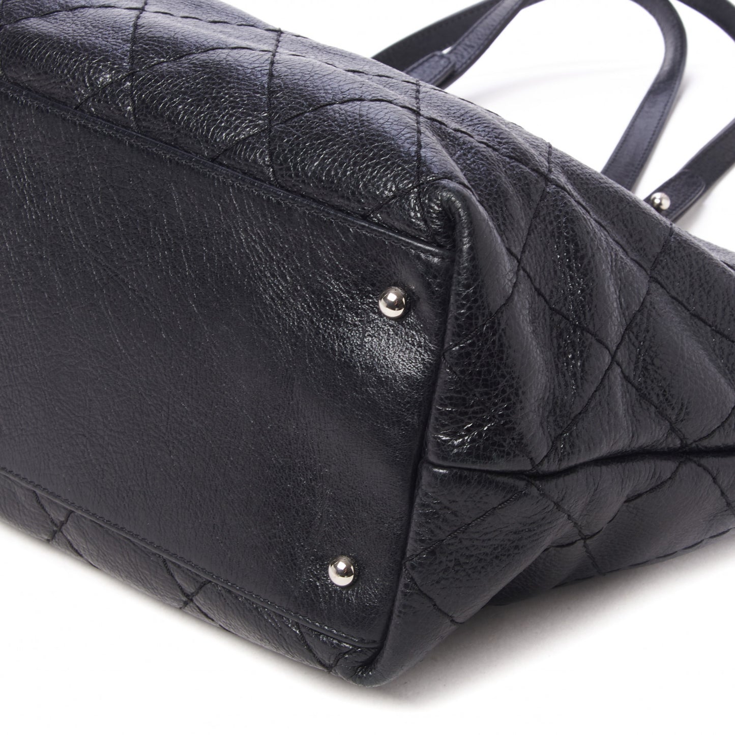 Glazed Calfskin Large On The Road Tote Black