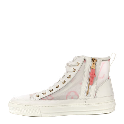 Louis Vuitton Technical Fabric Calfskin Monogram Giant Printed Stellar Sneaker Boots 38 Pink 1 of 15