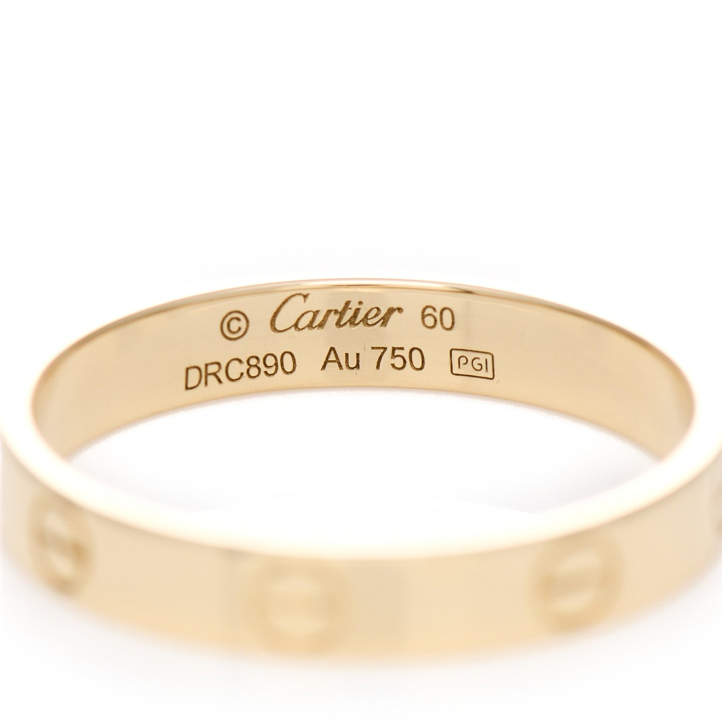 18K Yellow Gold 3.5mm LOVE Wedding Band Ring 60 9