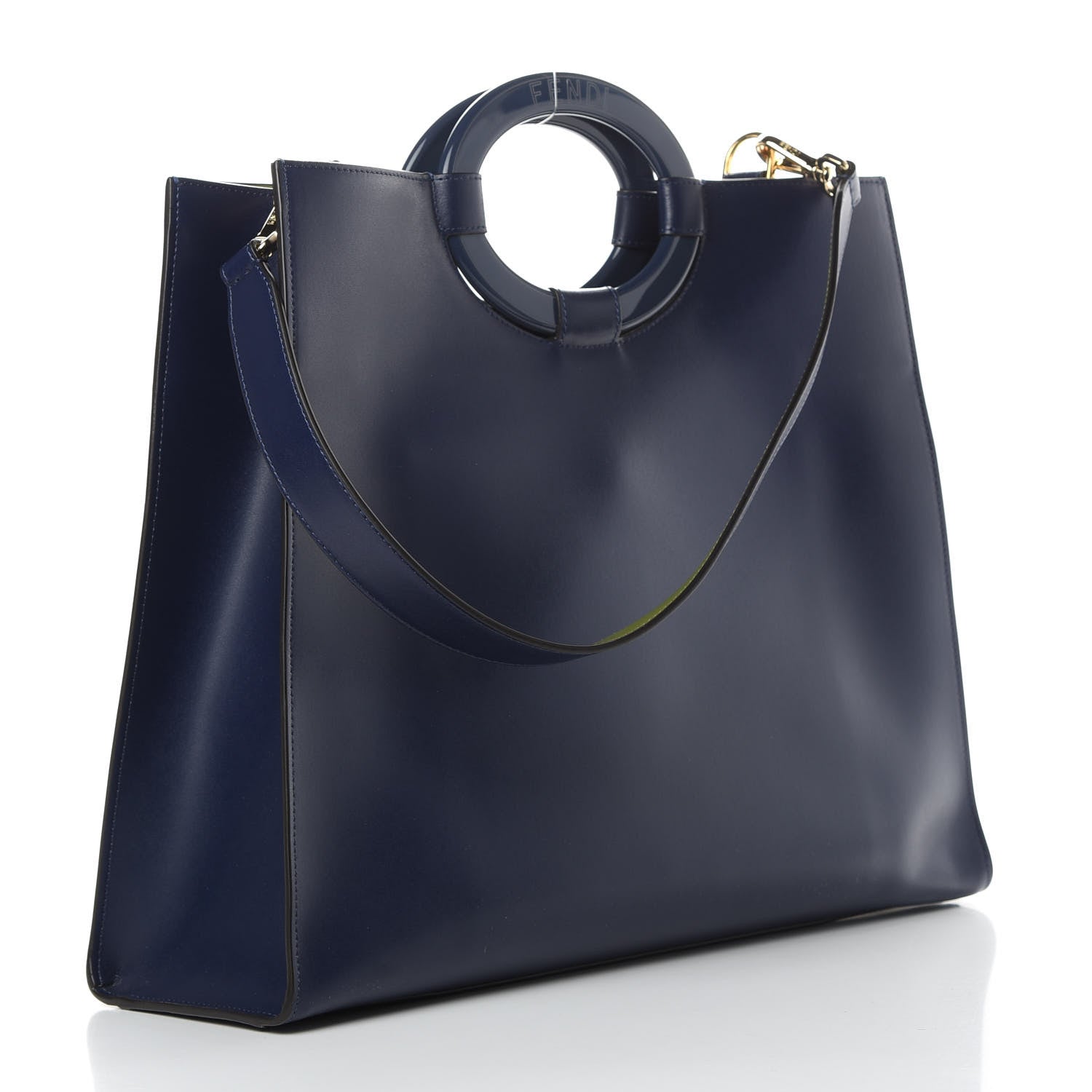 Fendi Vitello Liberty Plexiglass Stamp Patch Perforated Medium Runaway Shopper Tote Blueberry 3 of 12