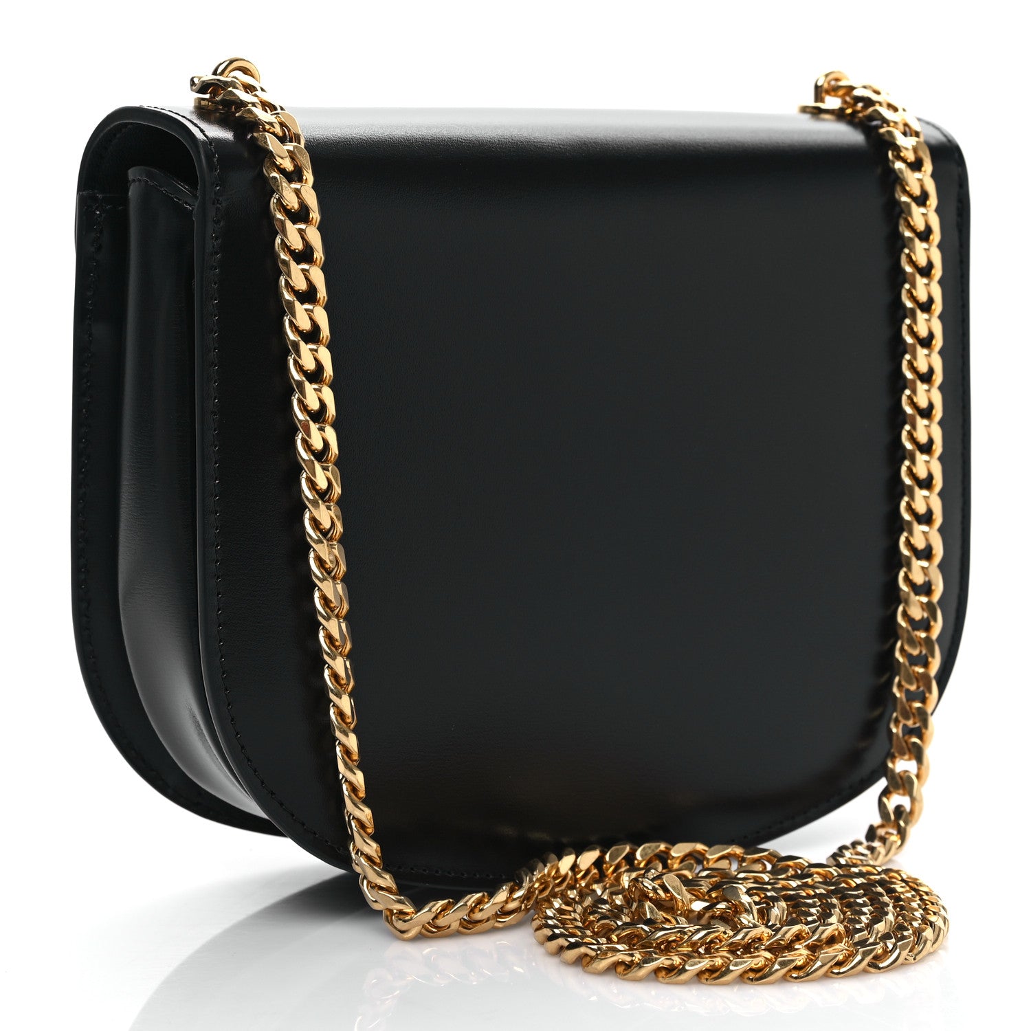 Celine Shiny Calfskin Besace Clea Chain Triomphe Black 3 of 9