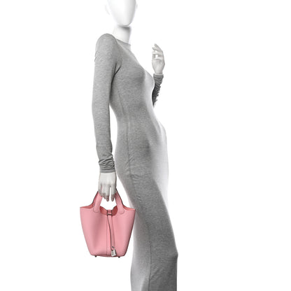 Hermes Taurillon Clemence Picotin Lock 18 PM Rose Sakura 2 of 11