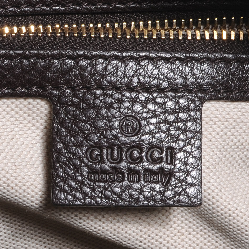 Gucci Leather Vintage Web Medium Boston Brown 6 of 8
