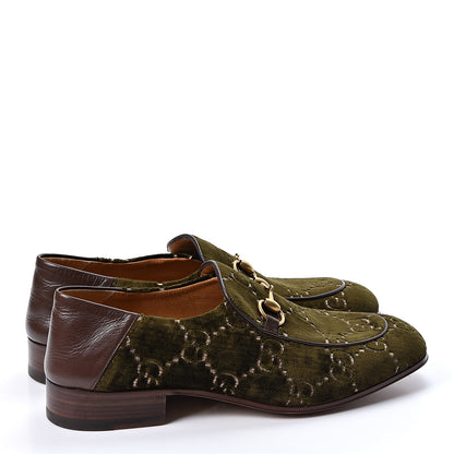 Gucci Velvet GG Monogram Mens Horsebit Loafers 8.5 Green 4 of 11