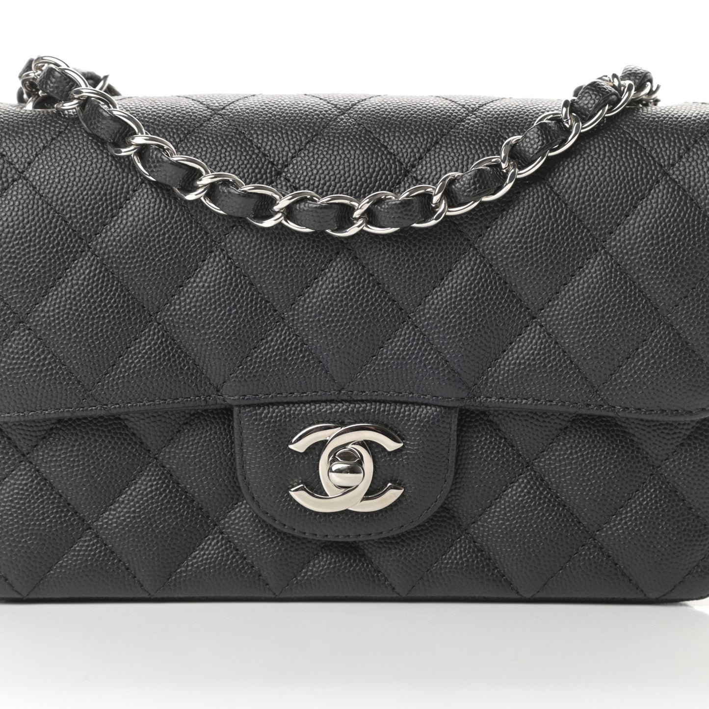 Caviar Quilted Mini Rectangular Flap Black