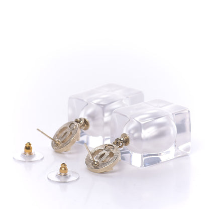 Chanel Resin Crystal Earrings Gold 3 of 5