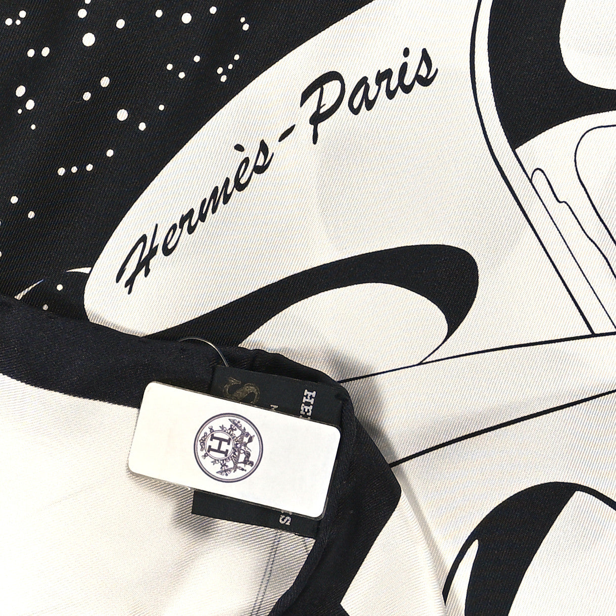 Hermes Silk Space Derby Muffler Black White 3 of 3