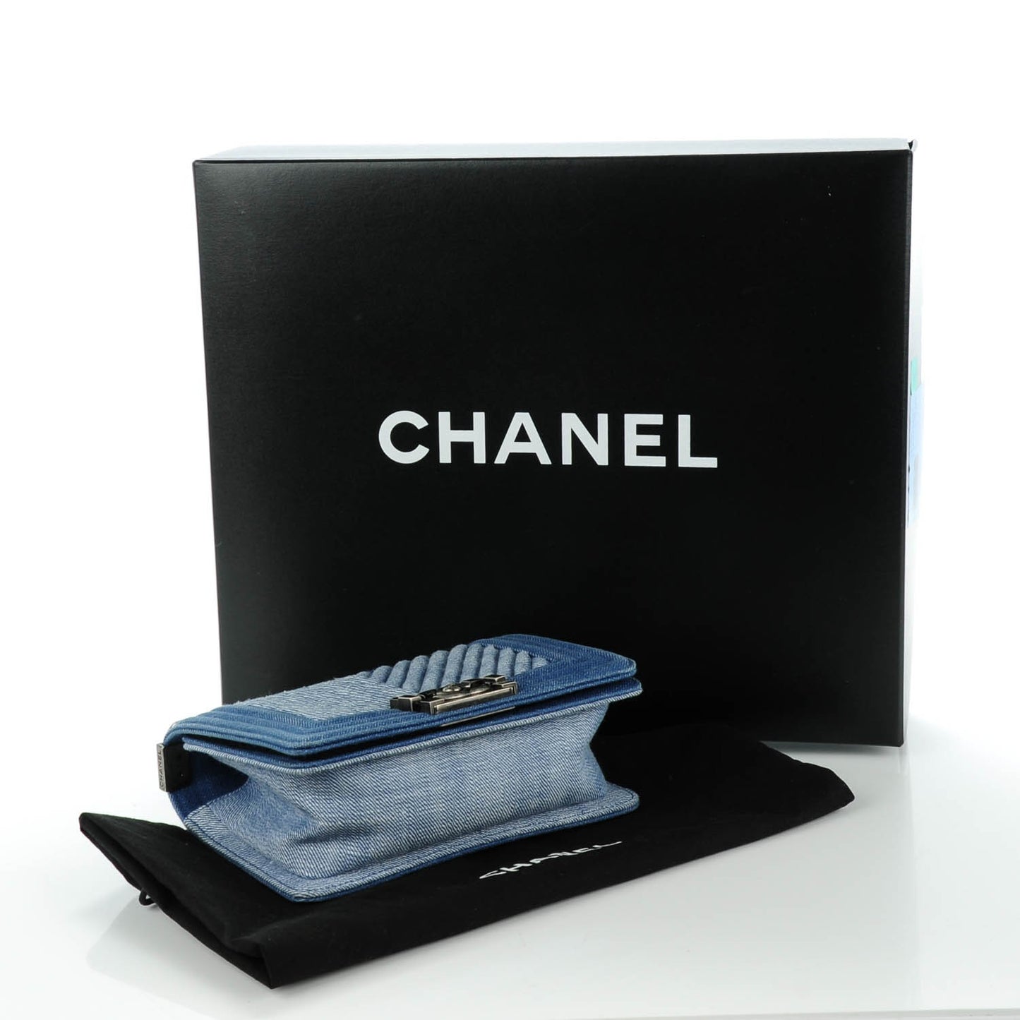 Denim Chevron Small Boy Flap Blue