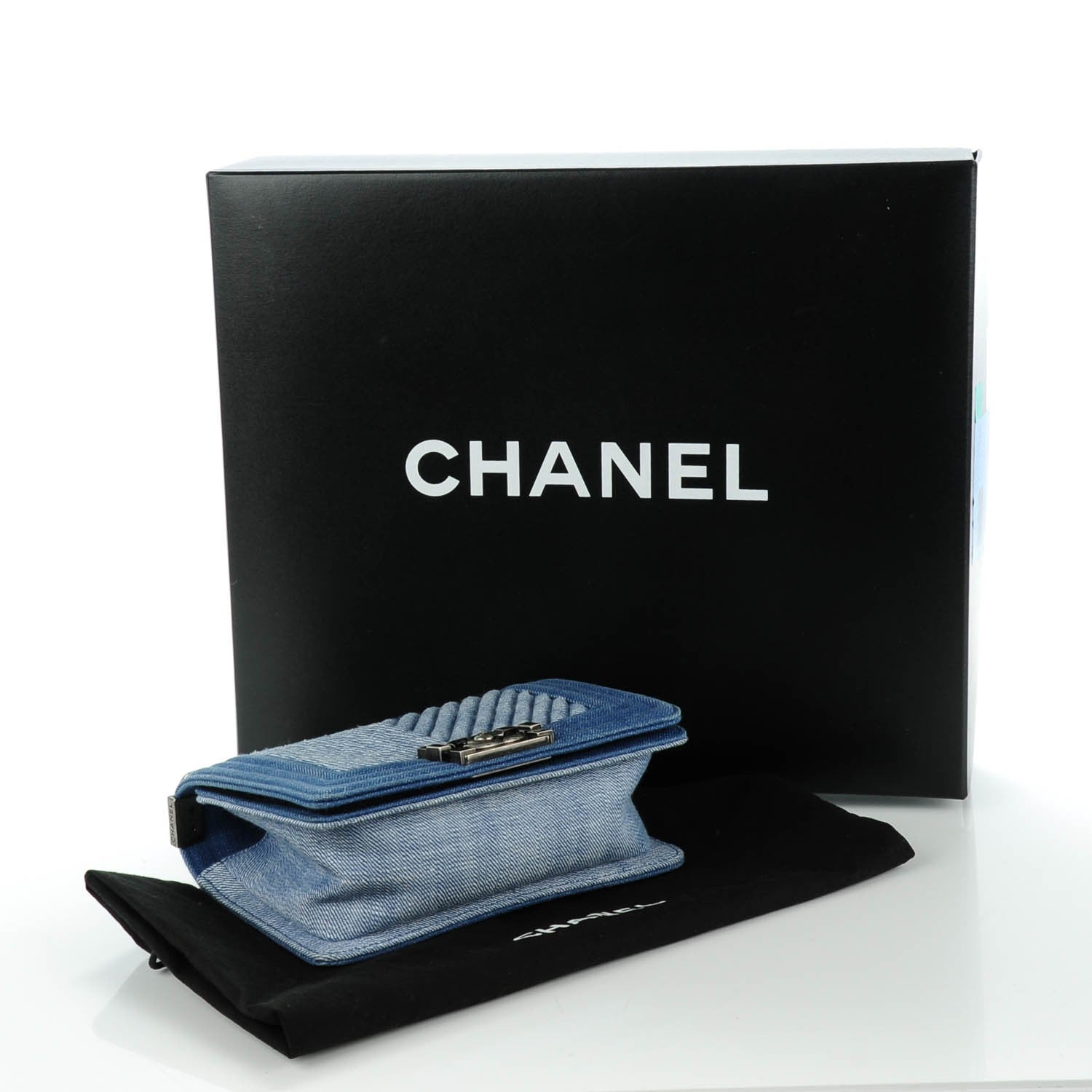 Chanel Denim Chevron Small Boy Flap Blue 6 of 9