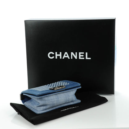 Chanel Denim Chevron Small Boy Flap Blue 6 of 9