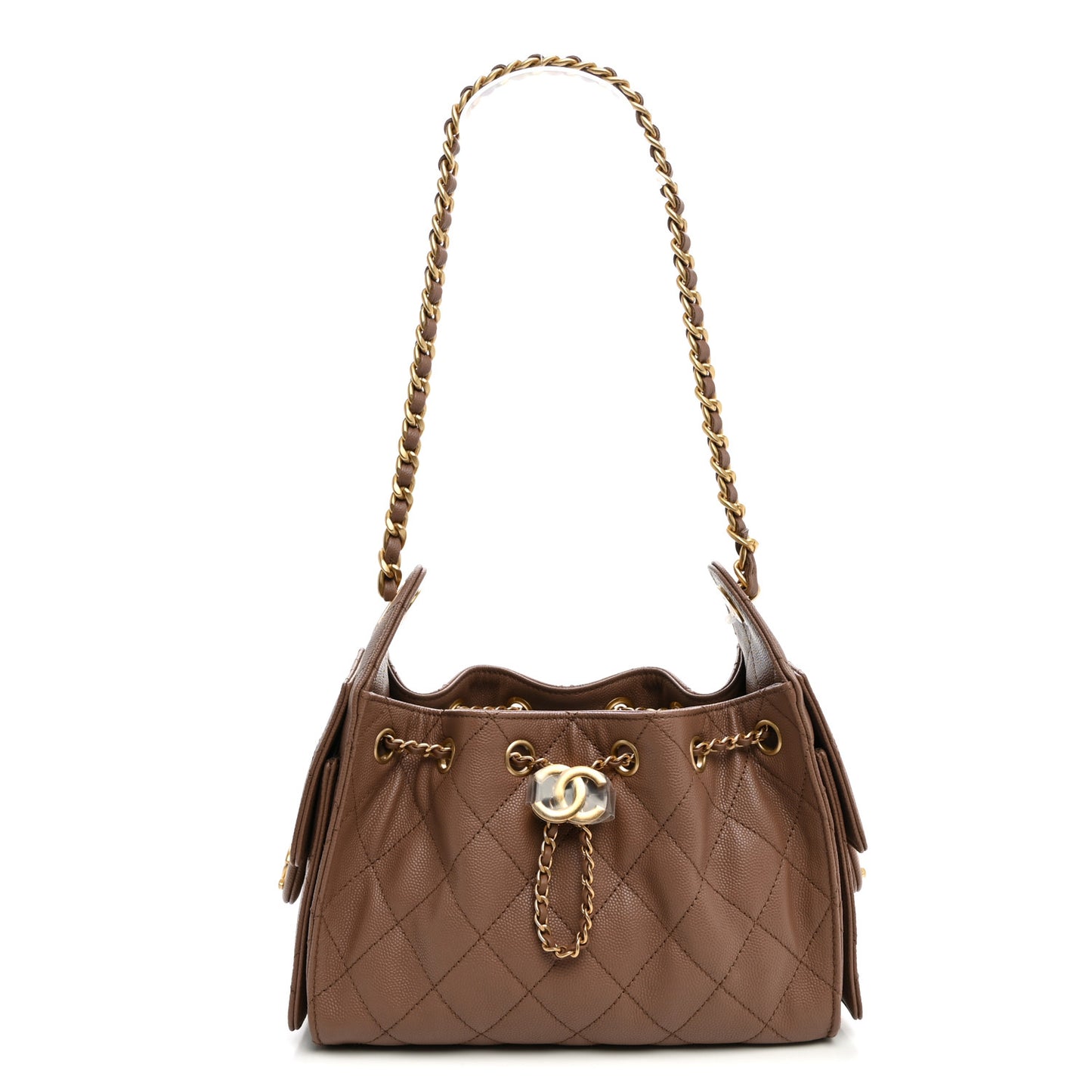 Caviar Quilted Mini Chanel 25 Handbag Brown
