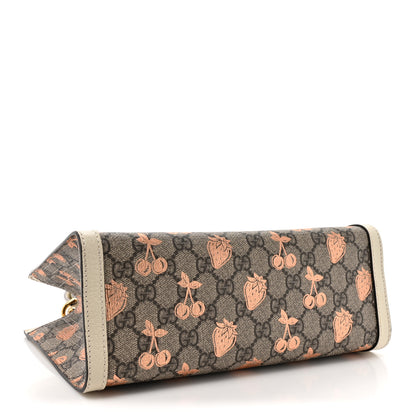 Gucci GG Supreme Monogram Berry Textured Dollar Calfskin Small Padlock Tote Beige Ebony Light Copper Mystic White 4 of 10