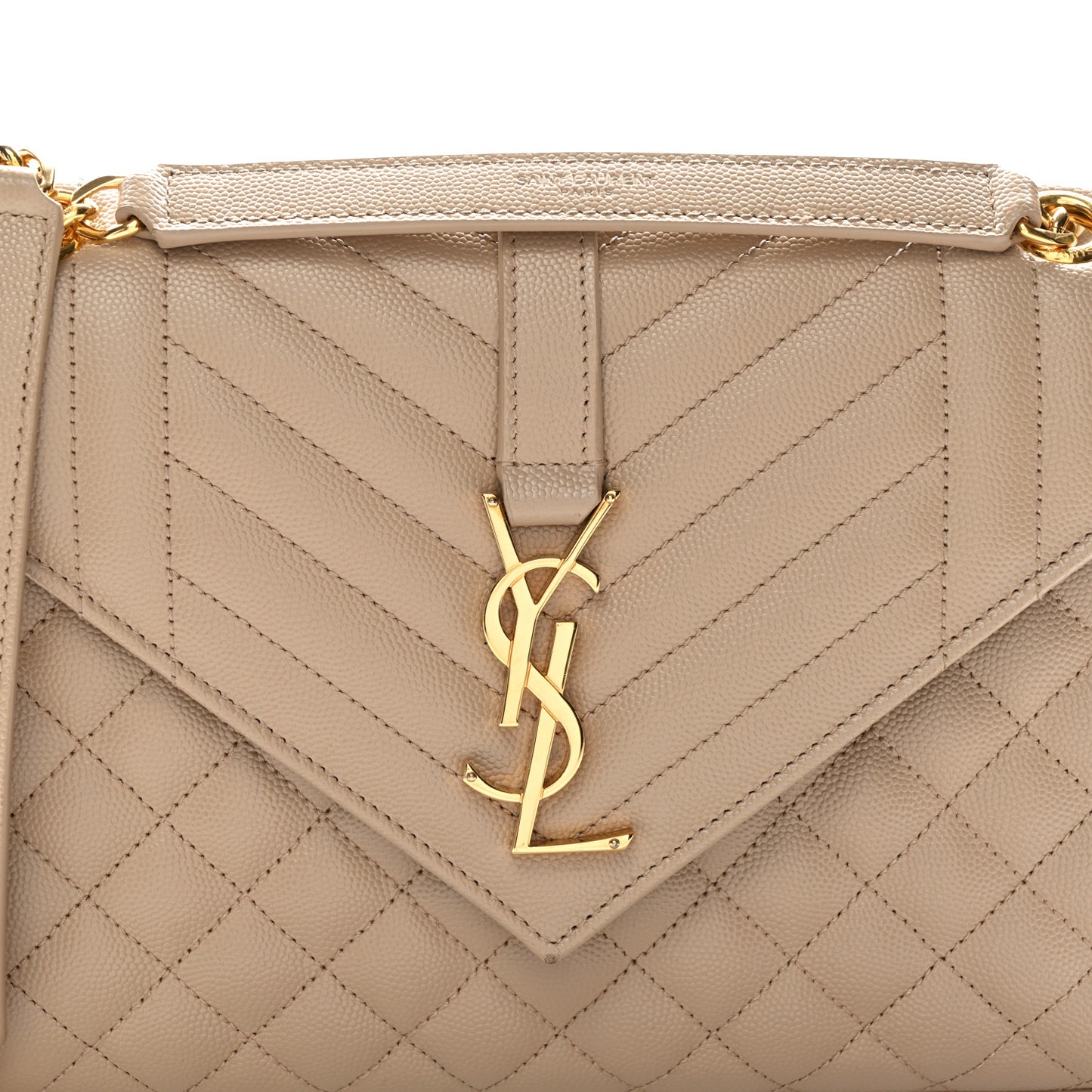 Grain De Poudre Textured Mixed Matelasse Medium Triquilt Monogram Satchel Dark Beige