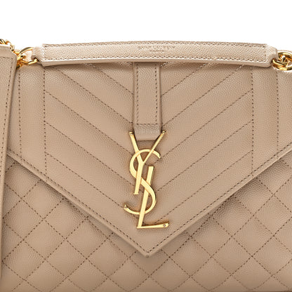 Saint Laurent Grain De Poudre Textured Mixed Matelasse Medium Triquilt Monogram Satchel Dark Beige 9 of 12