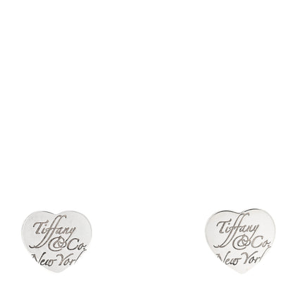 Tiffany Sterling Silver Notes Heart Tag Earrings 1 of 4