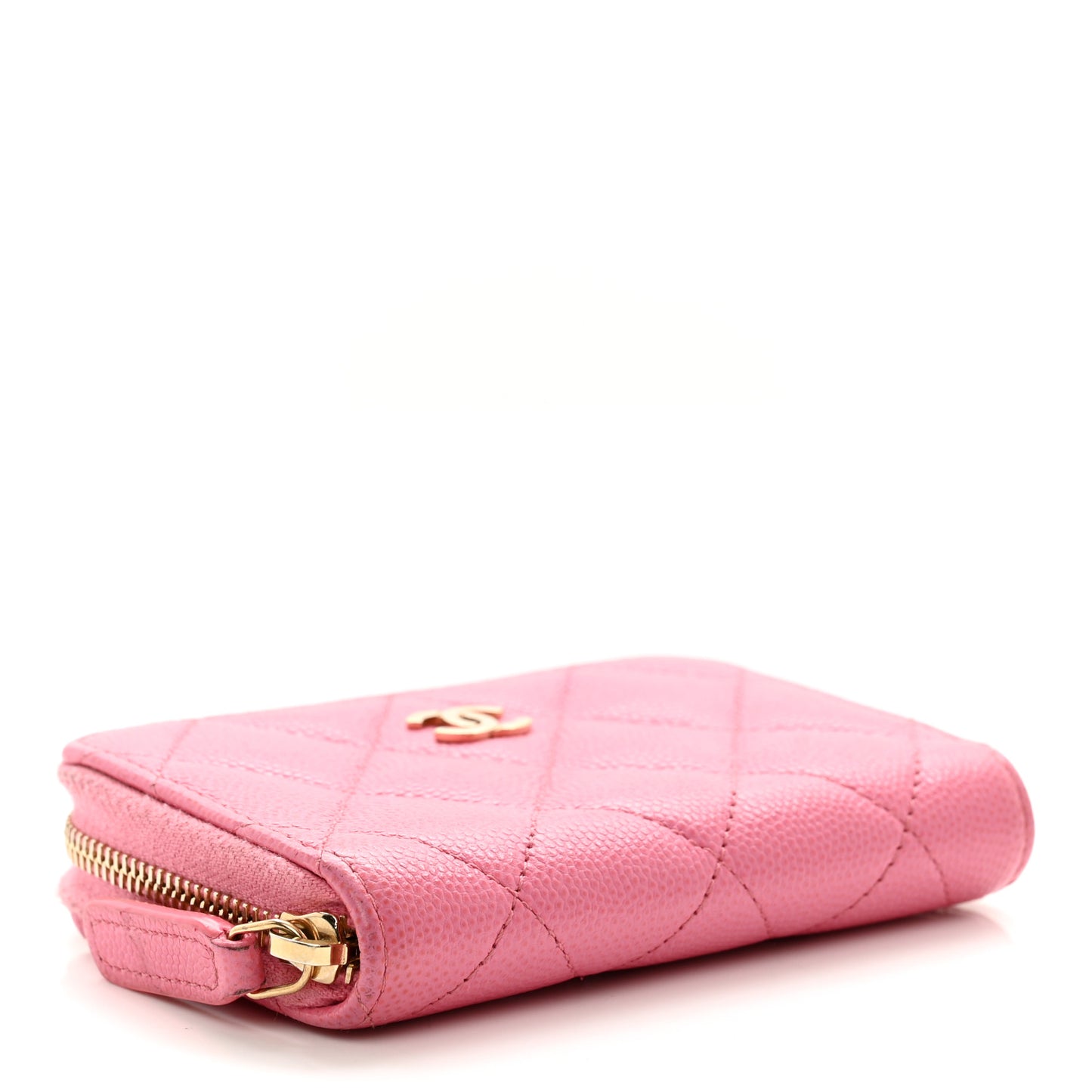 Caviar Quilted Zip Coin Purse Pink