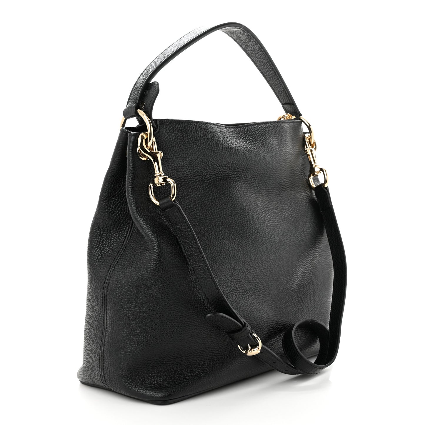 Pebbled Calfskin Large Soho Hobo Black