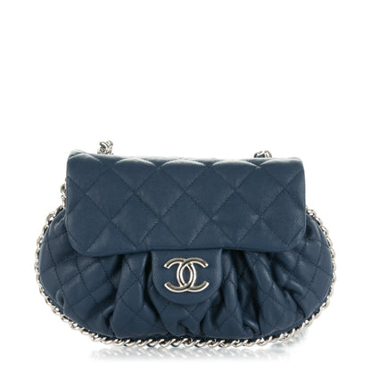 Chanel Washed Lambskin Quilted Mini Chain Around Flap Navy Blue 1 of 7