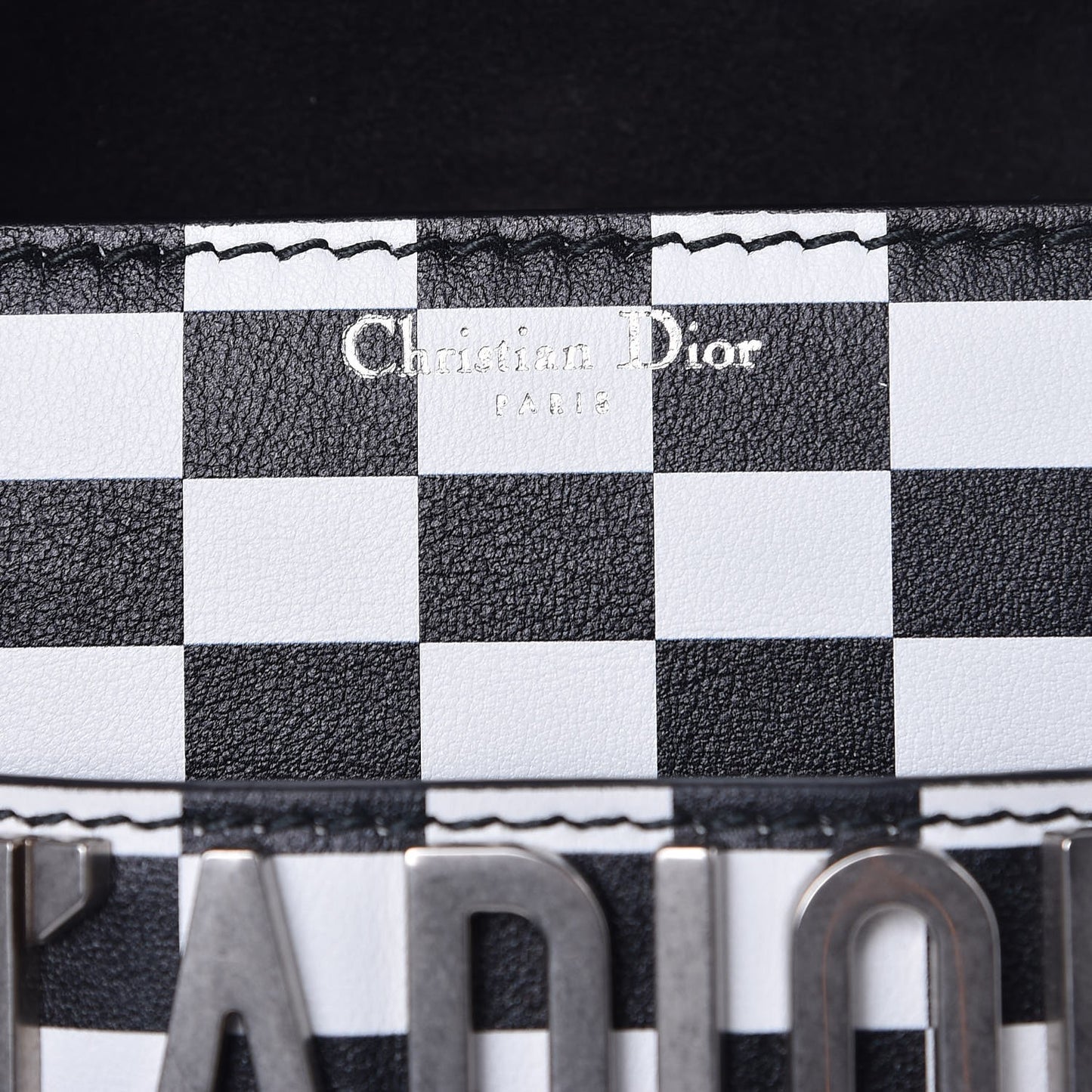 Calfskin Checkered J'Adior Chain Flap Bag White Black