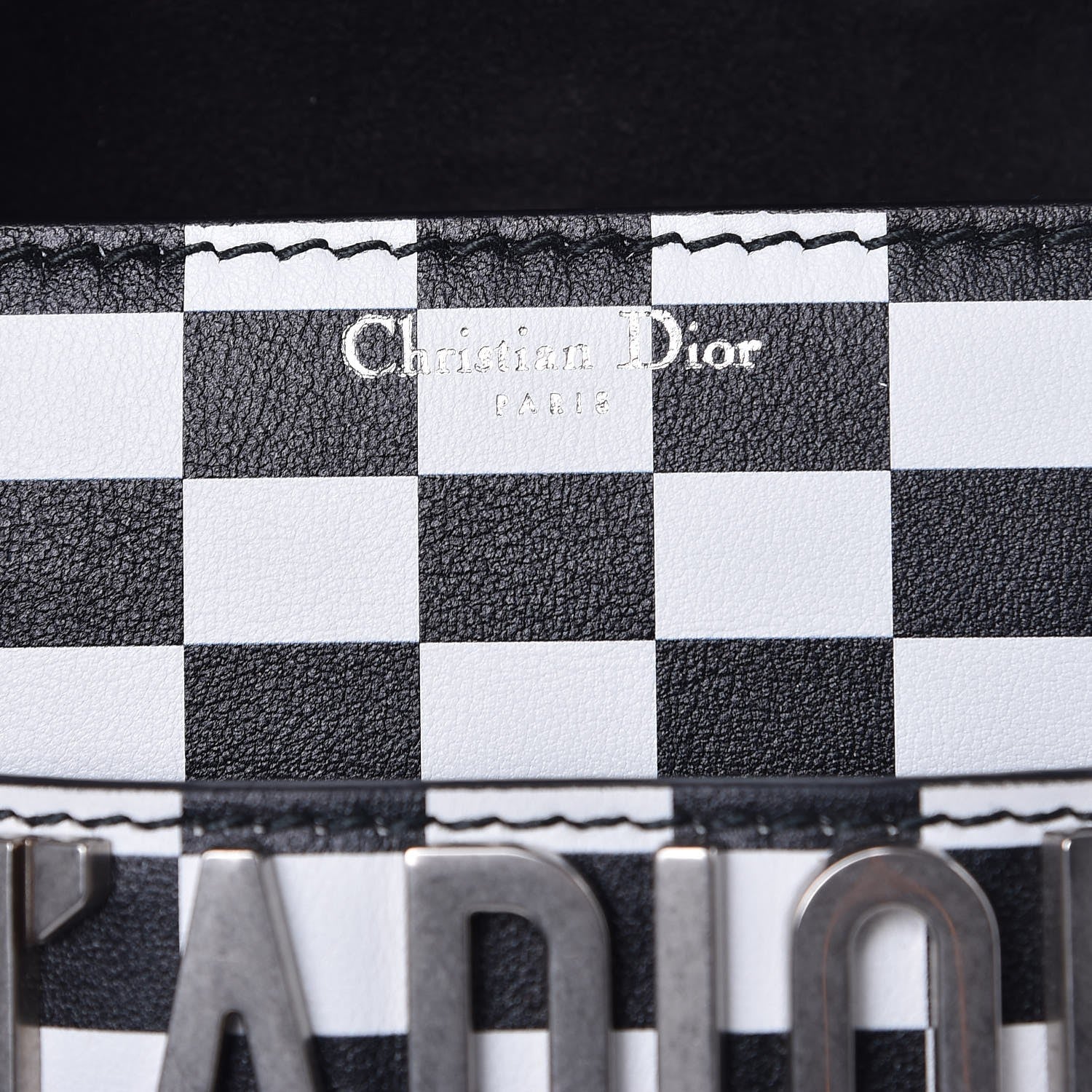 Christian Dior Calfskin Checkered J'Adior Chain Flap Bag White Black 6 of 6