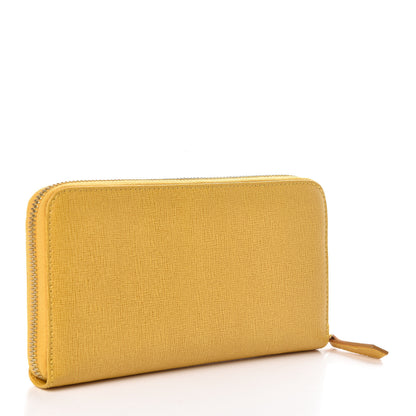 Fendi Vitello Elite Zip Around Wallet Yellow 3 of 9