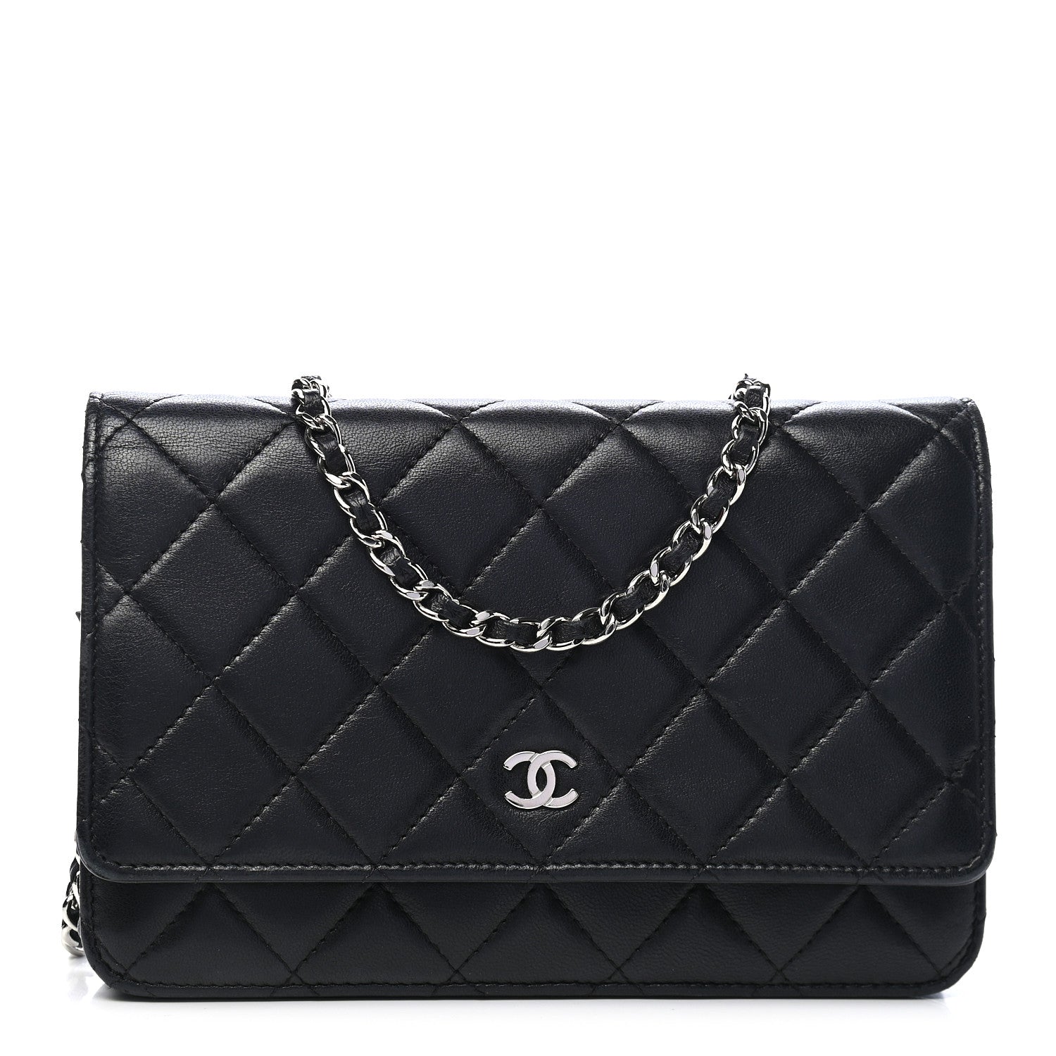 Chanel Lambskin Quilted Wallet On Chain WOC Black 1 of 10
