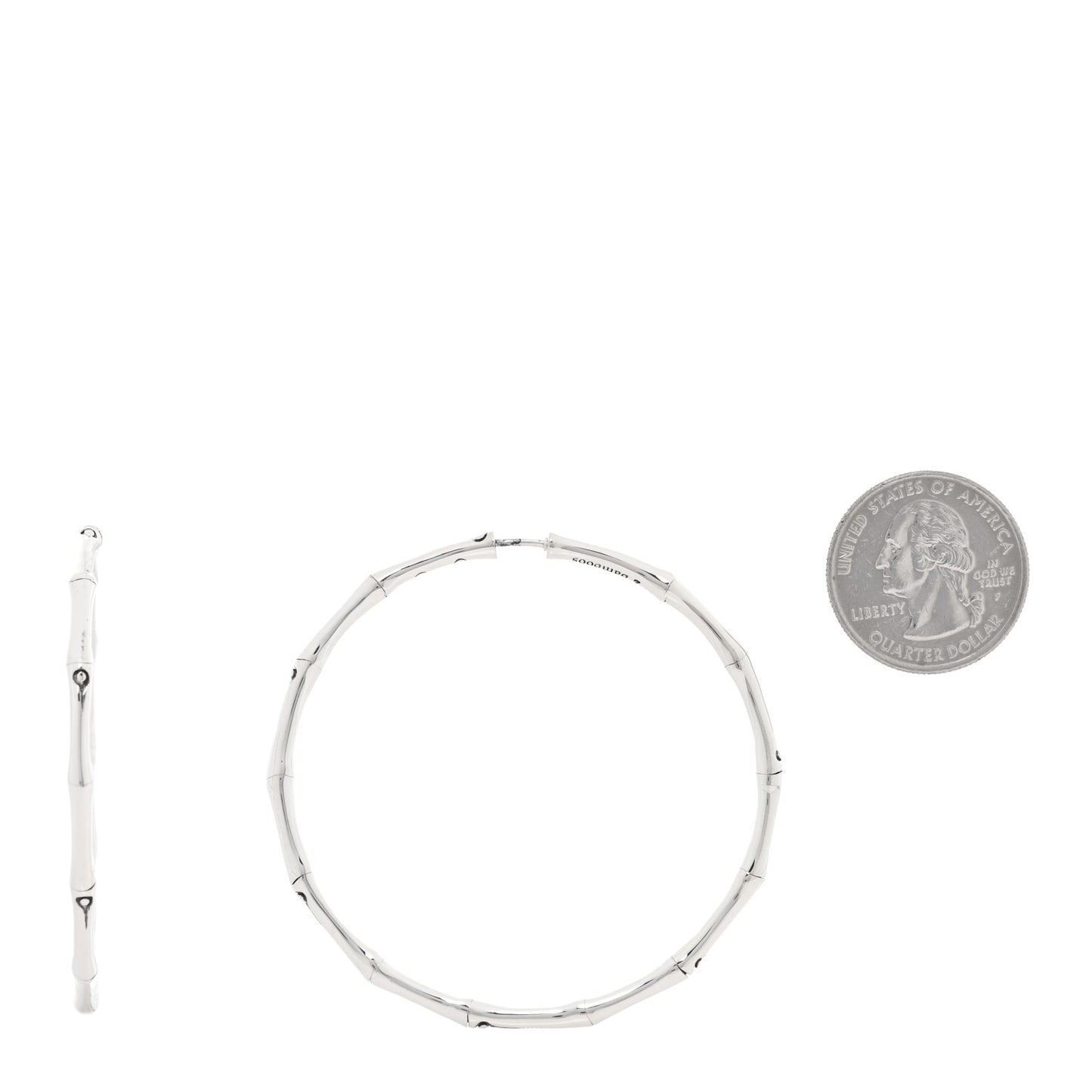Sterling Silver 57mm Bamboo Hoop Earrings
