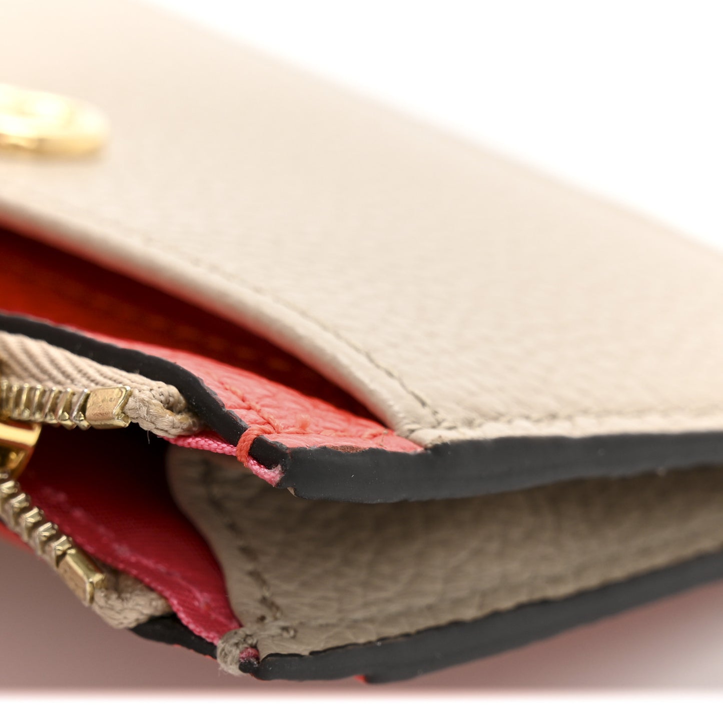 Dollar Calfskin GG Marmont Zip Key Pouch Beige Sun Orange