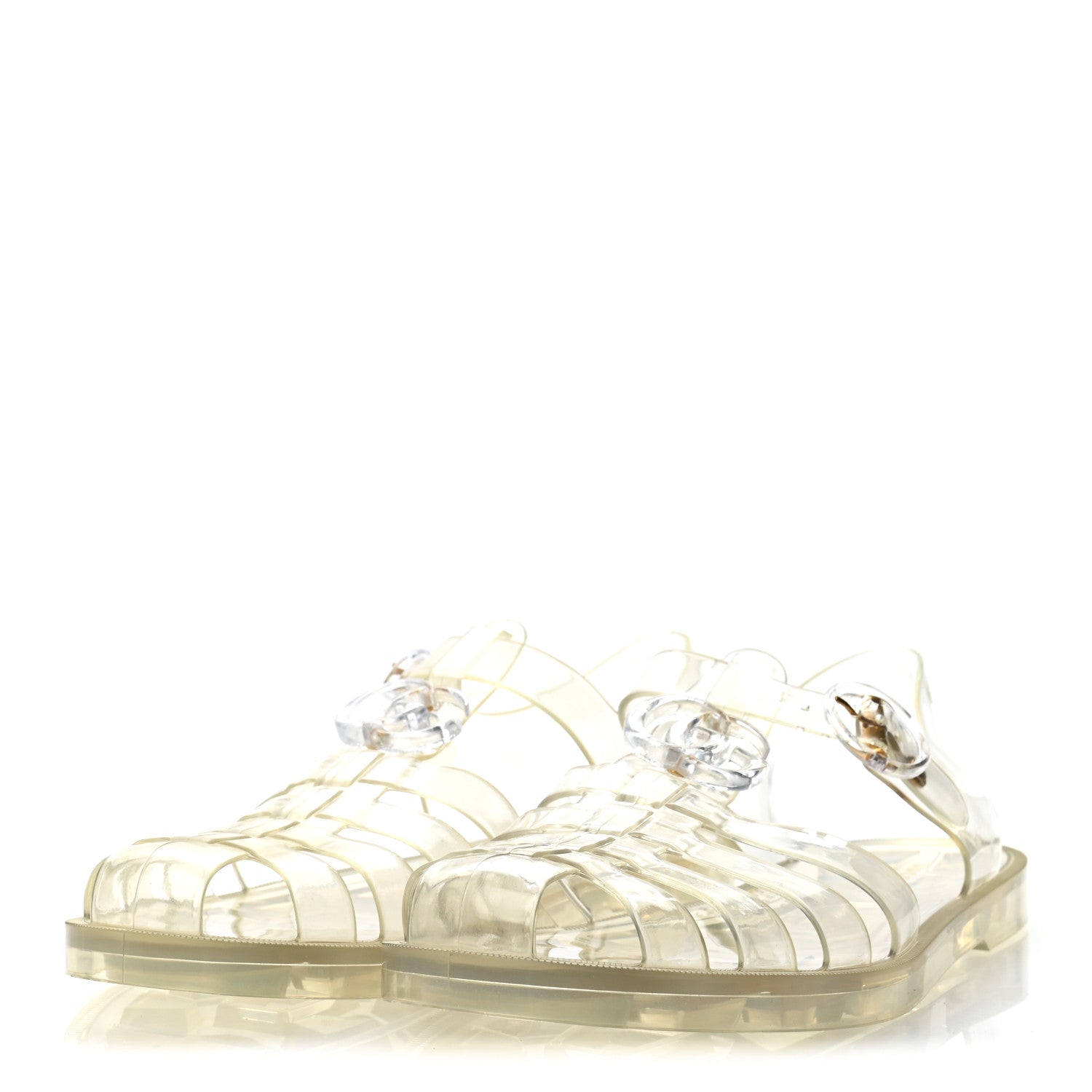 Gucci Shiny Rubber Double G Buckle Strap Sandals 41 Transparent 4 of 7