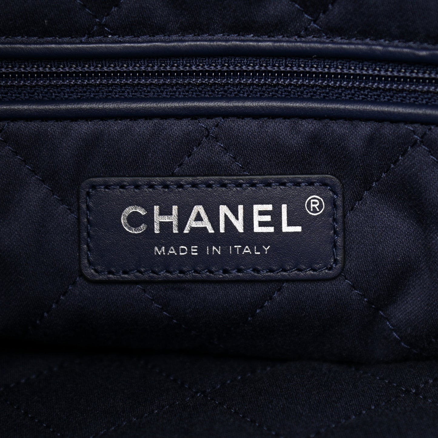 Metallic Calfskin Quilted Small Chanel 22 Navy Blue