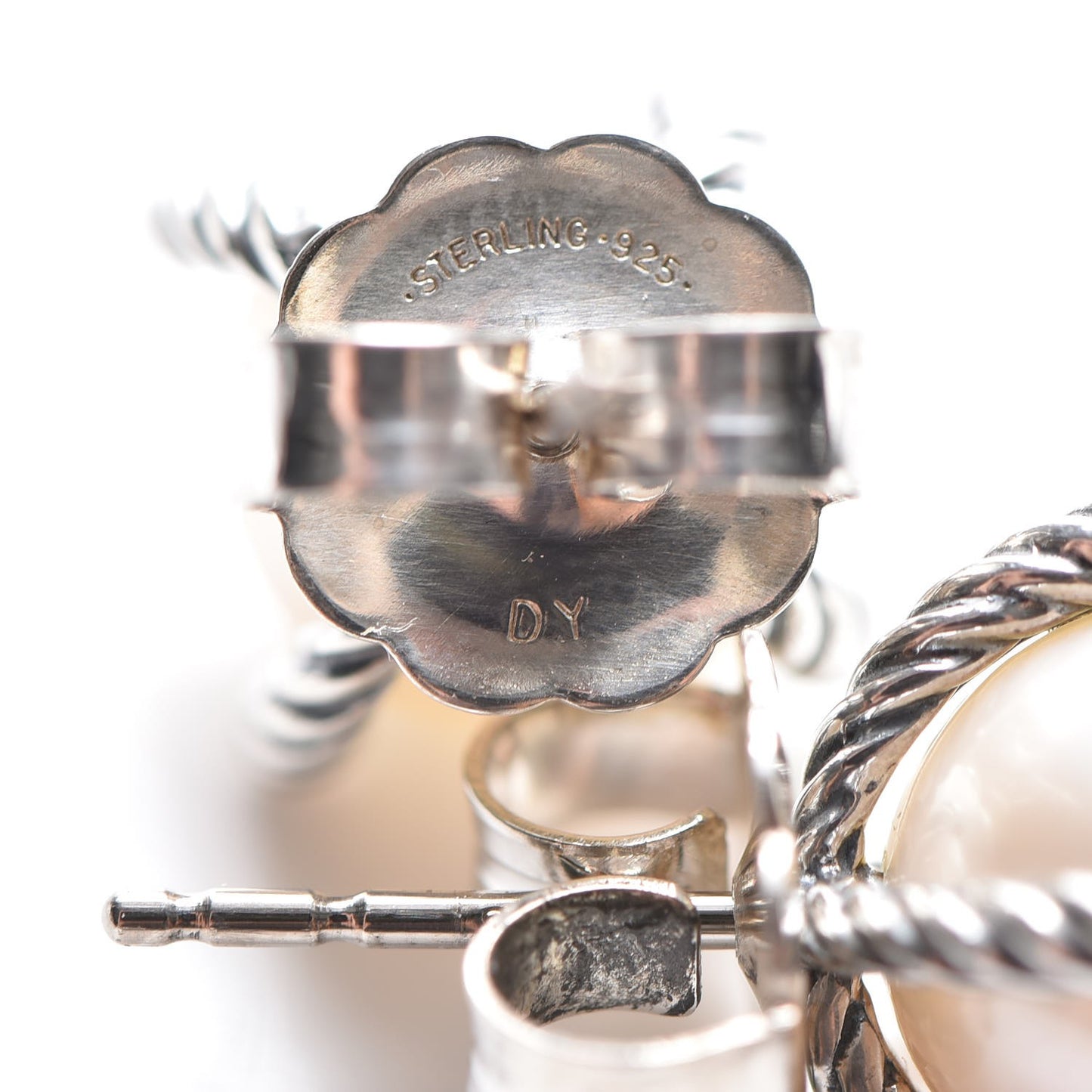 Sterling Silver Diamond Pearl 9.5mm Earrings