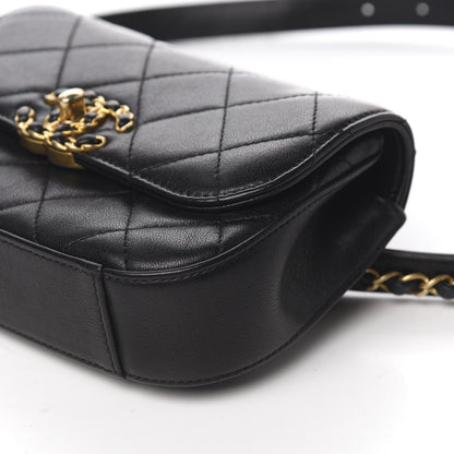 Chanel Lambskin Quilted Chain Infinity Waist Belt Bag Black 8 of 10