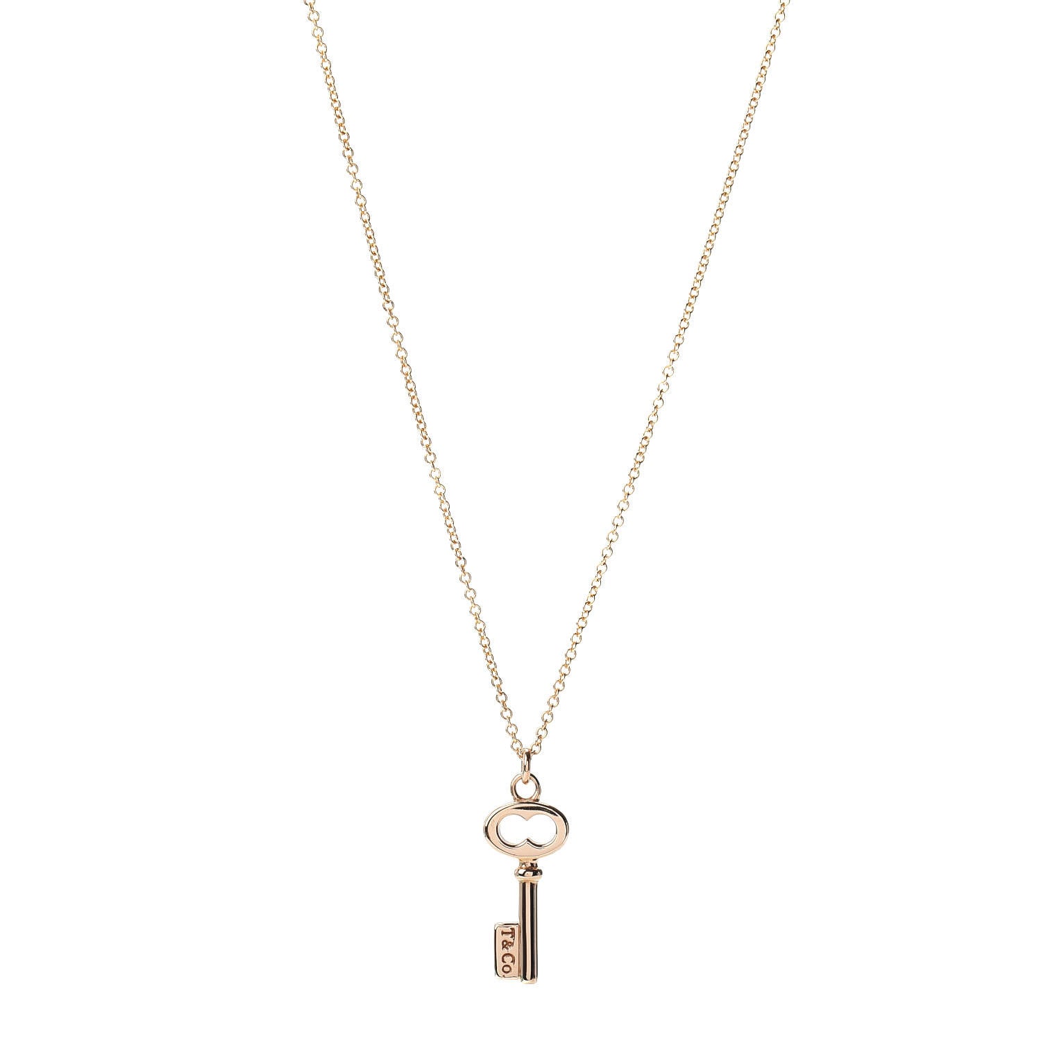 Tiffany 18K Rose Gold Mini Key Pendant Necklace 1 of 4