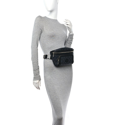 Gucci GG Supreme Monogram Textured Calfskin Retro Interlocking G Belt Bag Black 2 of 11