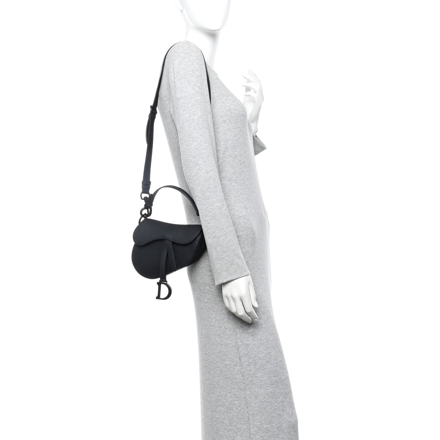 Ultra Matte Calfskin Mini Saddle Bag With Strap Black