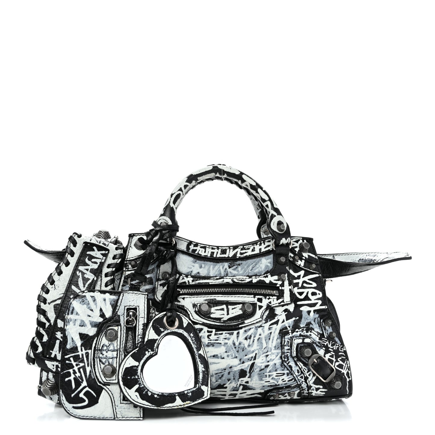 Agneau Arena Graffiti Neo Cagole Handbag XS Black White