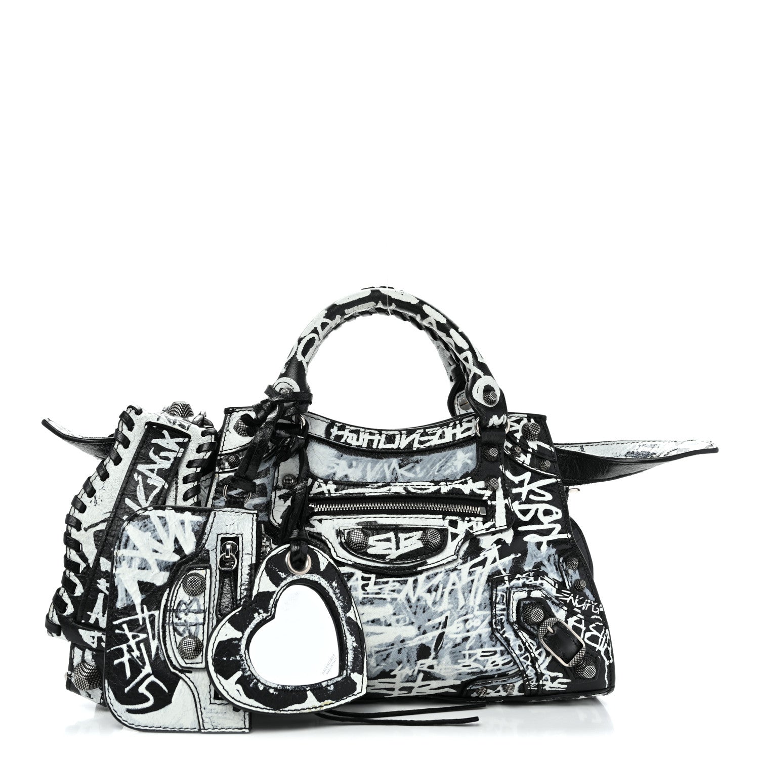 Balenciaga Agneau Arena Graffiti Neo Cagole Handbag XS Black White 3 of 11