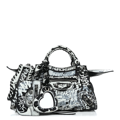 Balenciaga Agneau Arena Graffiti Neo Cagole Handbag XS Black White 3 of 11