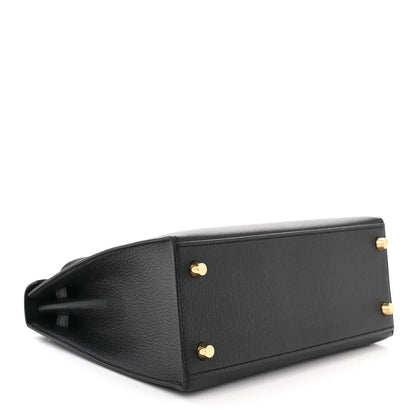Hermes Chevre Mysore Horseshoe Kelly Sellier 25 Black 4 of 11