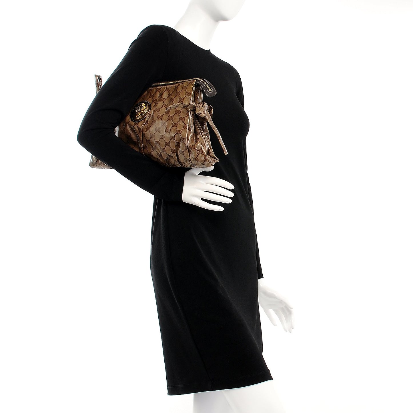 Crystal Monogram Large Hysteria Clutch Brown