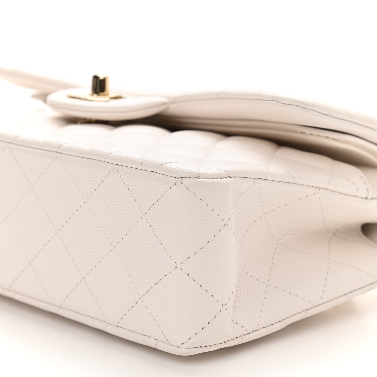 Caviar Quilted Small Double Flap Ivory