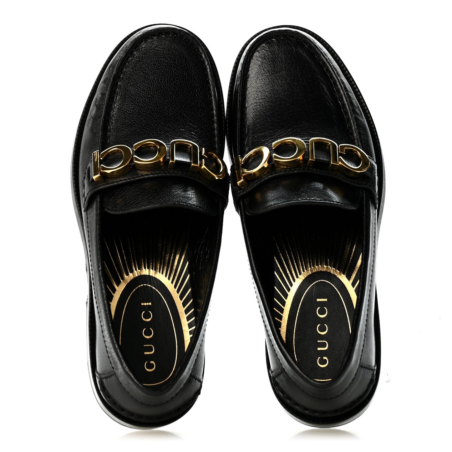 Goatskin Womens Logo 15mm Loafers 35 Black