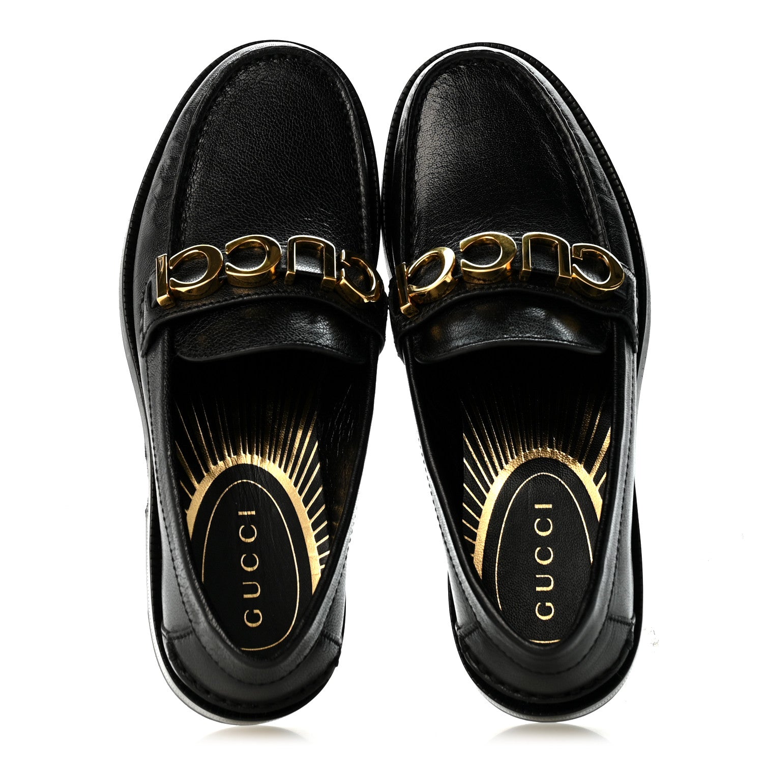 Gucci Goatskin Womens Logo 15mm Loafers 35 Black 2 of 12