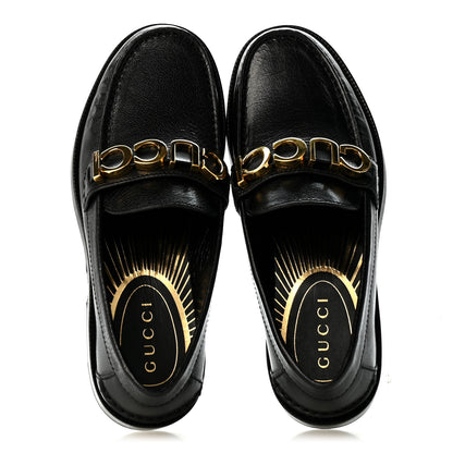 Gucci Goatskin Womens Logo 15mm Loafers 35 Black 2 of 12