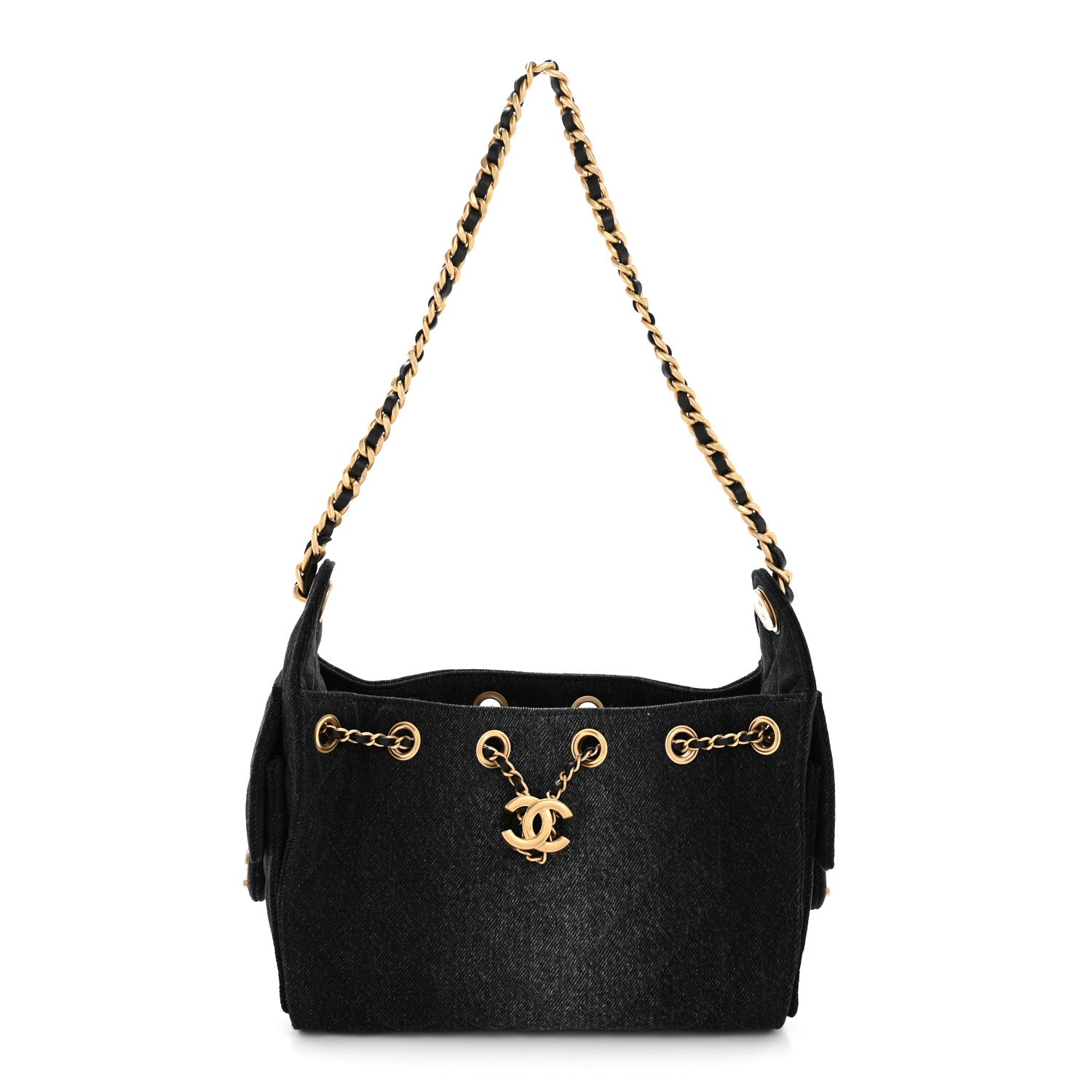 Chanel Washed Denim Quilted Mini Chanel 25 Handbag Black 1 of 10