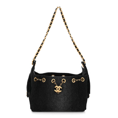 Chanel Washed Denim Quilted Mini Chanel 25 Handbag Black 1 of 10