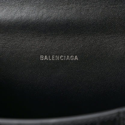 Balenciaga Shiny Calfskin Monochrome Crocodile Embossed Hourglass Top Handle Bag XS Black 6 of 8